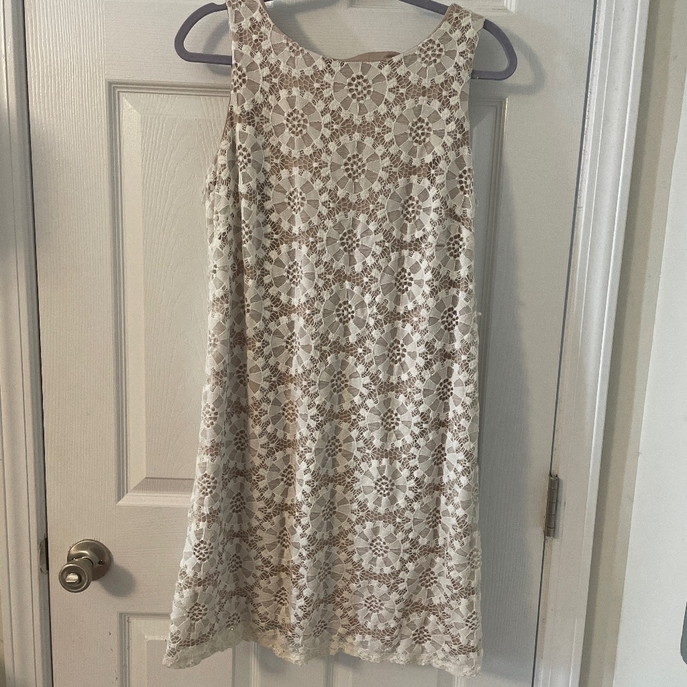 RN Studios Cream and White Floral Cutout Dress